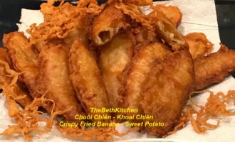 Crispy Fried Banana and Sweet potato - Delicious Vietnamese street food.