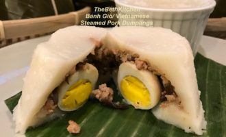 Banh Gio/ Vietnamese steamed pork dumplings.
